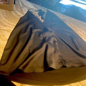 Cute Black Satin Halter Dress